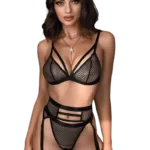 ensemble sexy string noir + 3 pièces