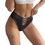 tanga noir ajouré devant