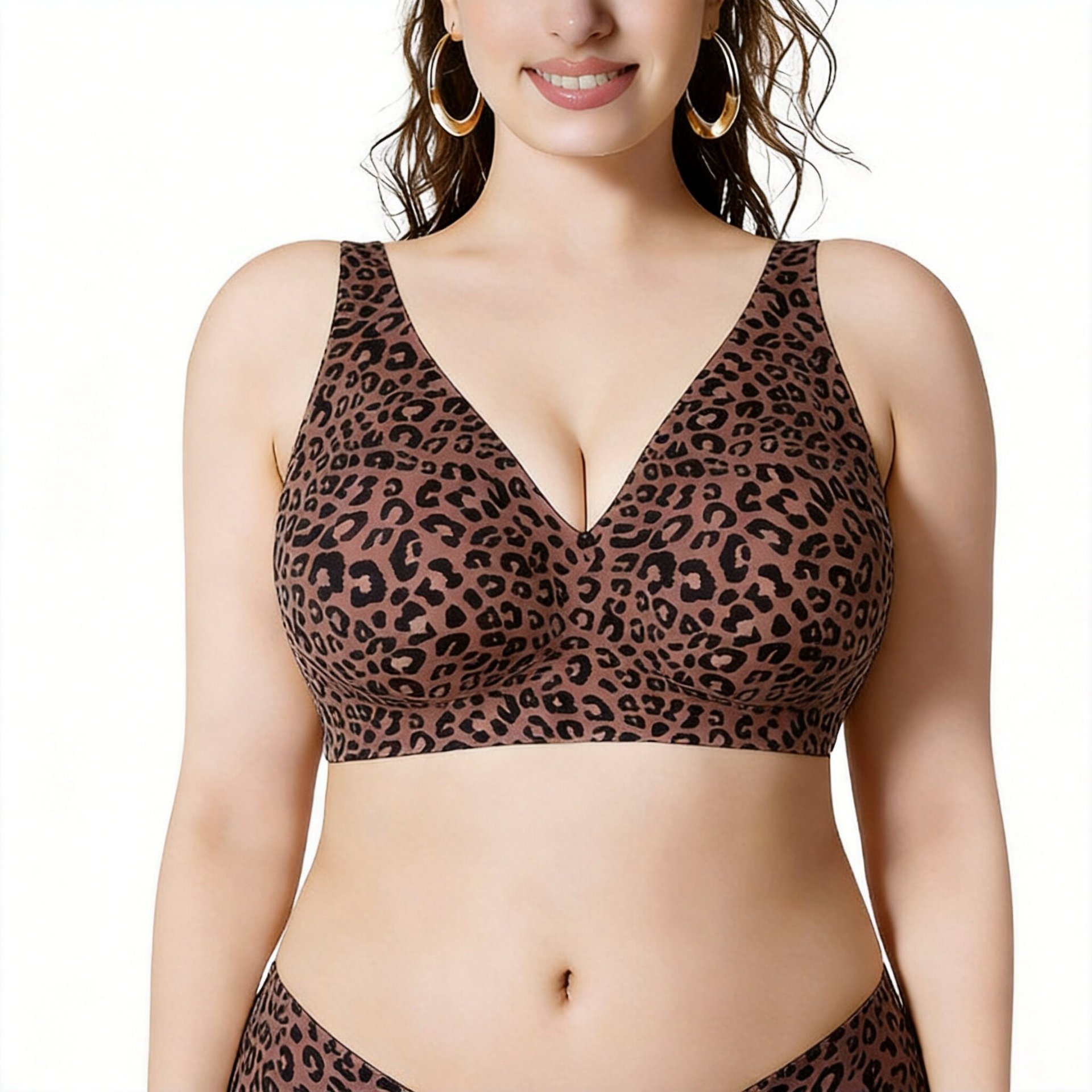 Soutien-gorge sans couture effet seconde peau avec décolleté plongeant en V et larges bretelles – Image 4