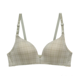 Soutien-gorge push-up sans sans couture à bonnets préformés avec motif à carreaux et décolleté plongeant