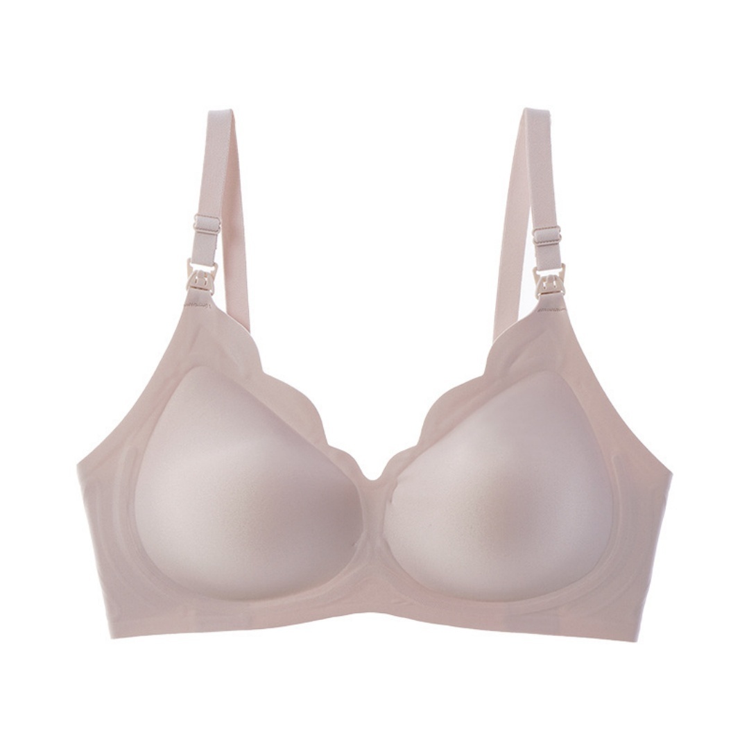 Soutien-gorge d’allaitement sans armatures à bonnets préformés avec ouverture à clips et bordures festonnées – Image 4