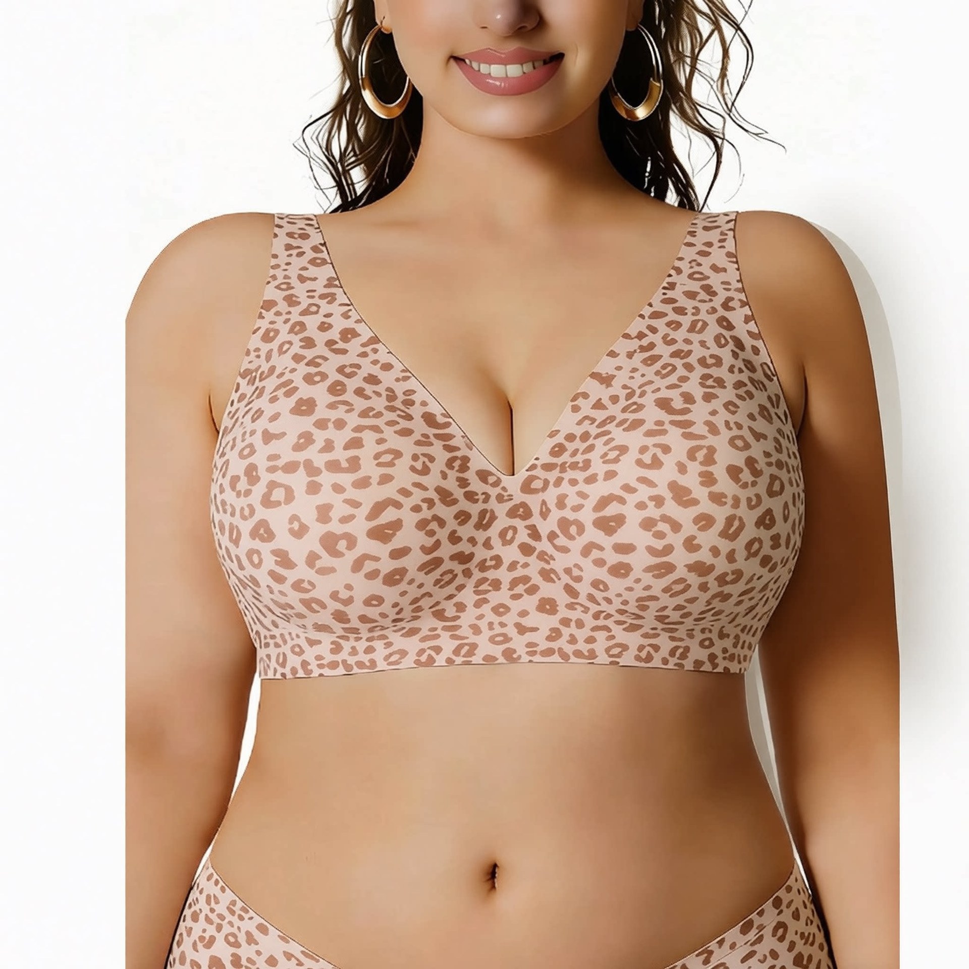 Soutien-gorge sans couture effet seconde peau avec décolleté plongeant en V et larges bretelles – Image 6