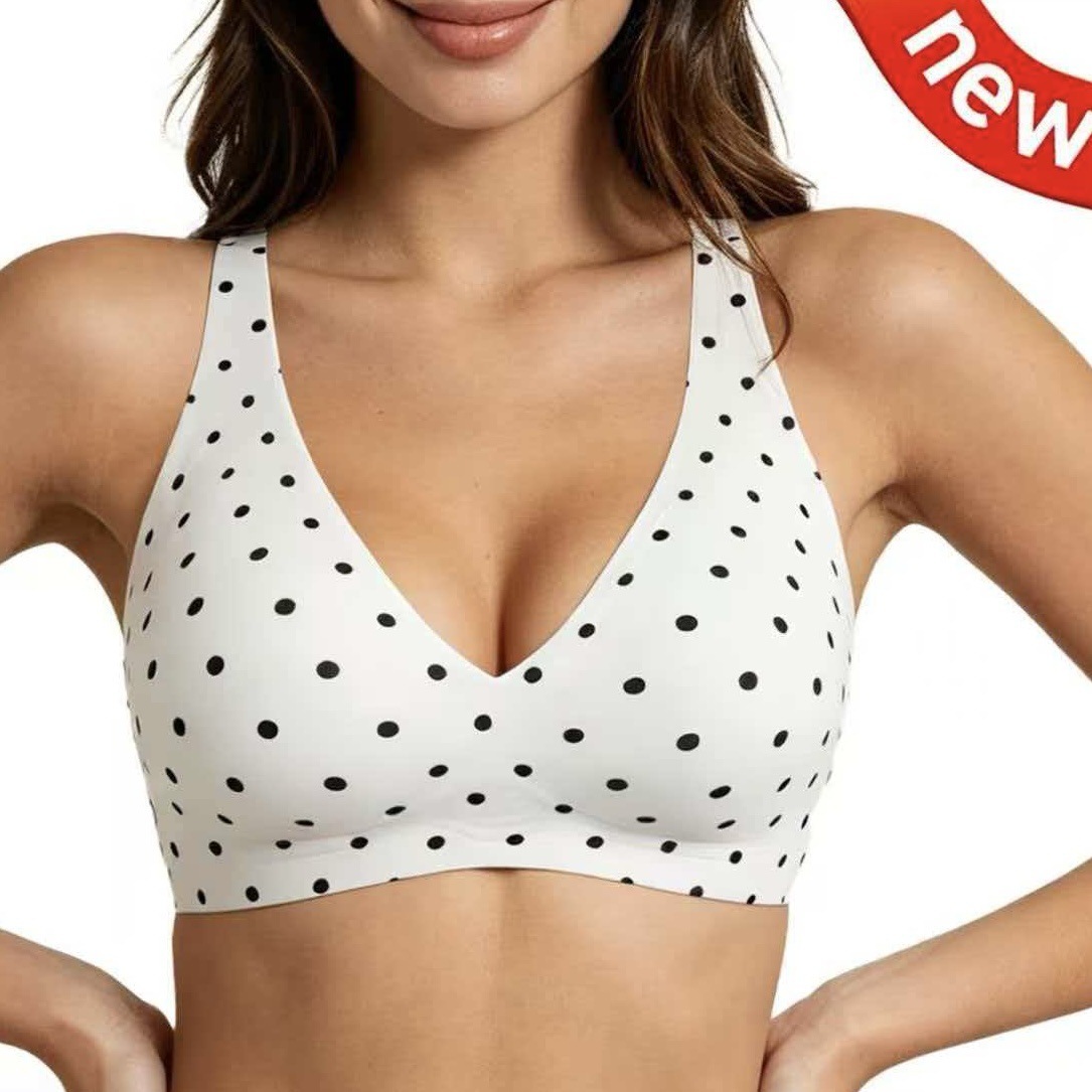 Soutien-gorge sans couture effet seconde peau avec décolleté plongeant en V et larges bretelles – Image 3