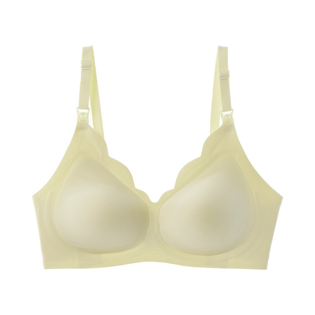 Soutien-gorge d’allaitement sans armatures à bonnets préformés avec ouverture à clips et bordures festonnées – Image 3