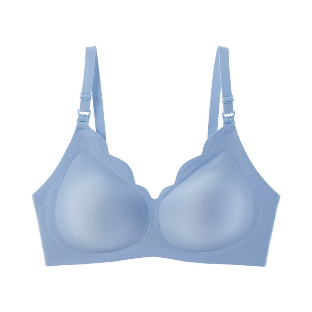 Soutien-gorge d’allaitement sans armatures à bonnets préformés avec ouverture à clips et bordures festonnées – Image 2