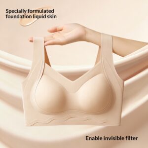 Soutien-gorge brassière sans couture à bonnets préformés avec larges bretelles et bande de maintien ondulée