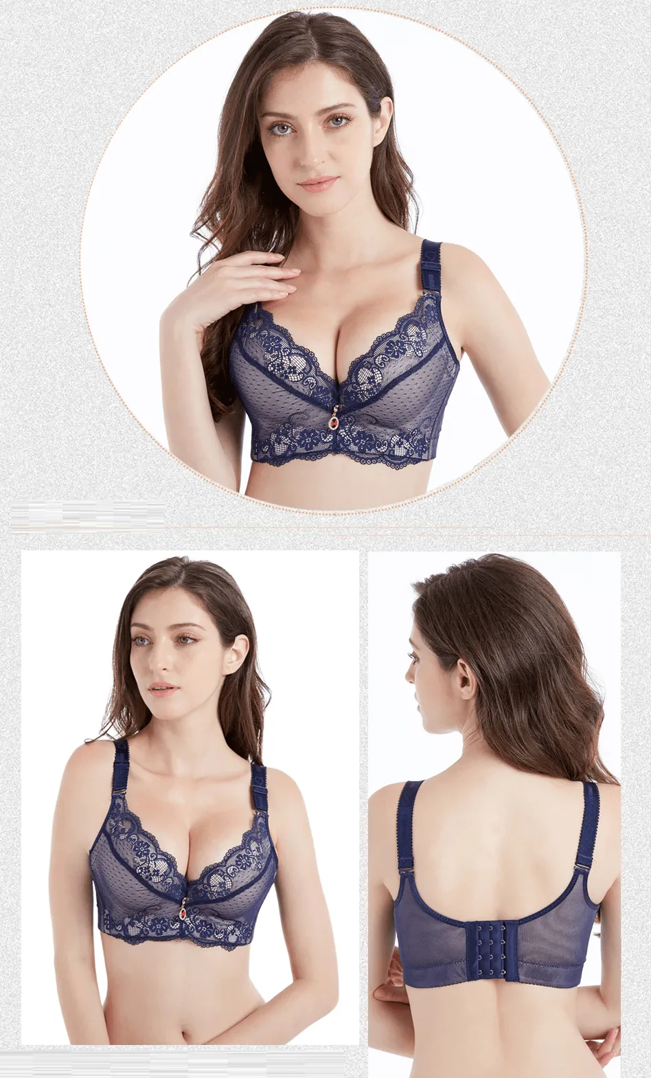 soutien-gorge push up avec armature bleu en dentelle