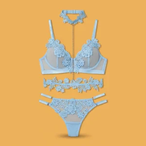 Ensemble Soutien gorge Tanga + Ras du cou + Ceinture - édition Prestance Brodé : packshot
